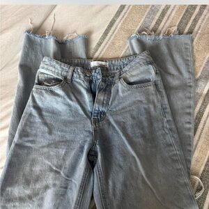 High-Rise Straight Jeans in Light Blue Wash